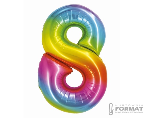 Balon foliowy Smart, Cyfra 8, tęczowa, 76 cm 1