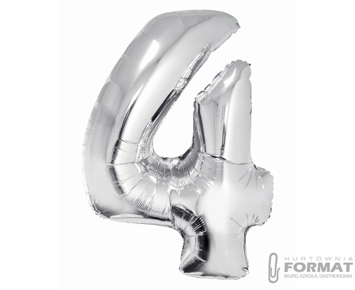 Balon foliowy Smart, Cyfra 4, srebrna, 76 cm 1