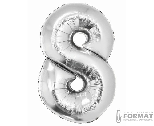 Balon foliowy Smart, Cyfra 8, srebrna, 76 cm 1