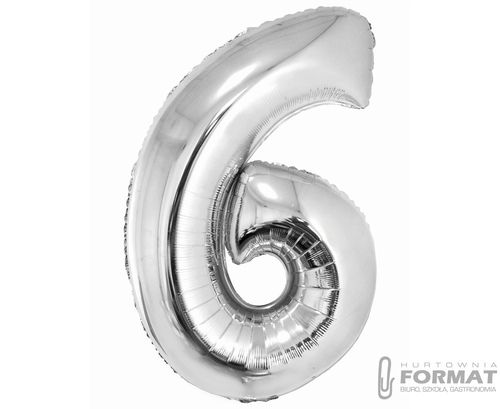 Balon foliowy Smart, Cyfra 6, srebrna, 76 cm 1