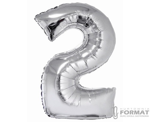 Balon foliowy Smart, Cyfra 2, srebrna, 76 cm 1