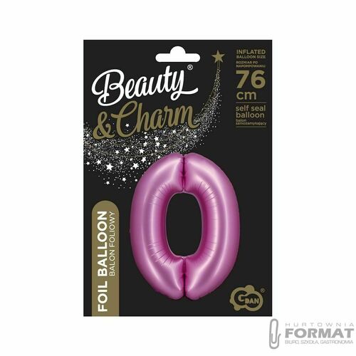 Balon foliowy Cyfra 0 satynowa różowa 76 cm 1
