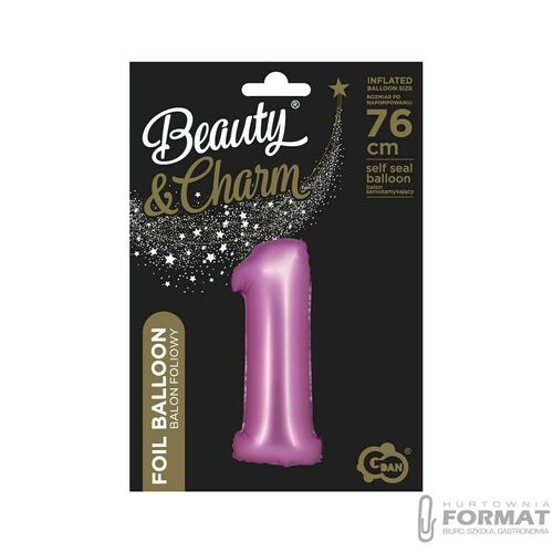 Balon foliowy Cyfra 1 satynowa różowa 76 cm 1