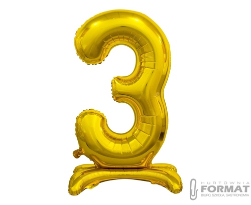 BALON FOLIOWY STOJĄCY CYFRA 3 ZŁOTY 74CM 1