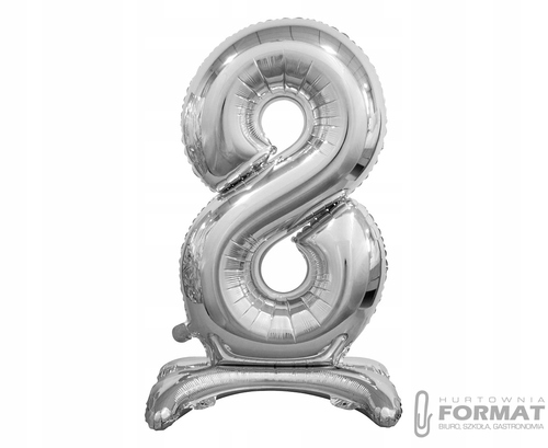 BALON FOLIOWY STOJĄCY CYFRA 8 SREBRNY-74CM 1