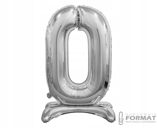 BALON FOLIOWY STOJĄCY CYFRA 0 SREBRNY-74CM 1