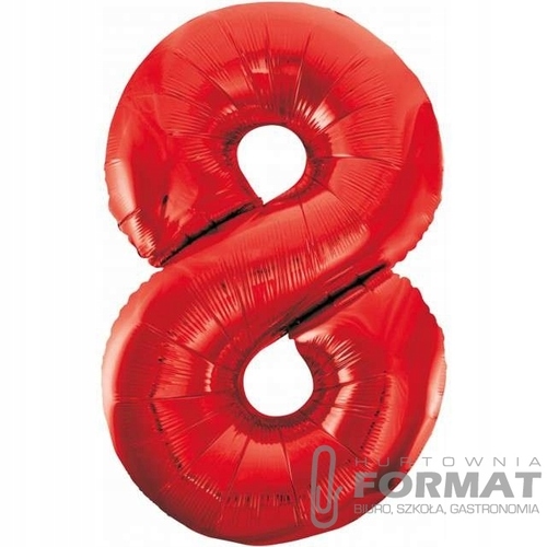BALON foliowy CYFRA liczba 8 URODZINY czerwony 80 1