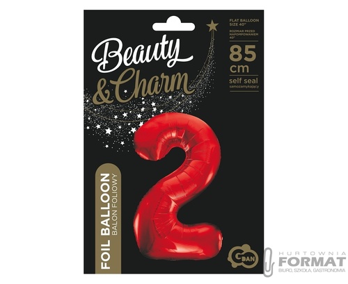 Balon foliowy "Cyfra 2" 85 cm - Czerwony 1
