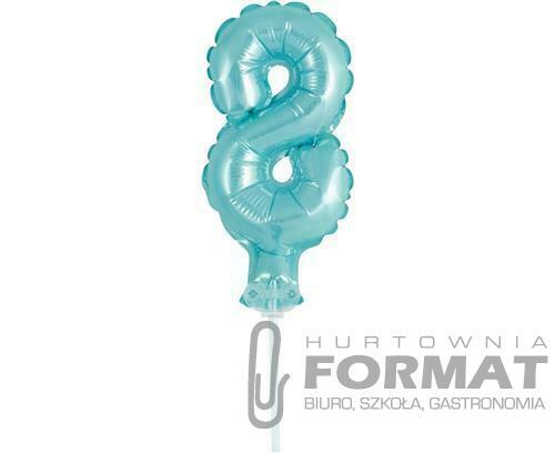 Balon foliowy 13 cm na patyczku "Cyfra 8", błękitn 1