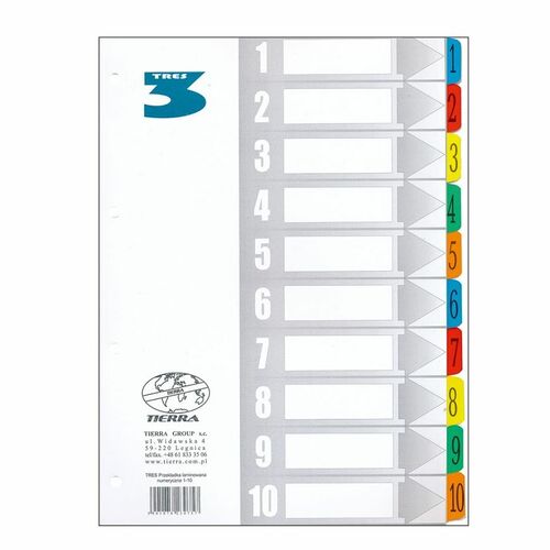 Przekładka numeryczna Tres laminowana A4 1-10 1