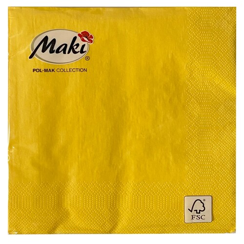 SERWETKI PAPIEROWE 33x33 CM 20szt TRZYWARSTWOWE PREMIUM ŻÓŁTE CIEMNE 1