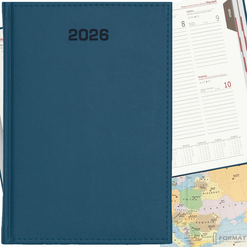 KALENDARZ TYGODNIOWY A5 TERMINARZ 2026 KSIĄŻKOWY NOTES PLANER GRANATOWY 1