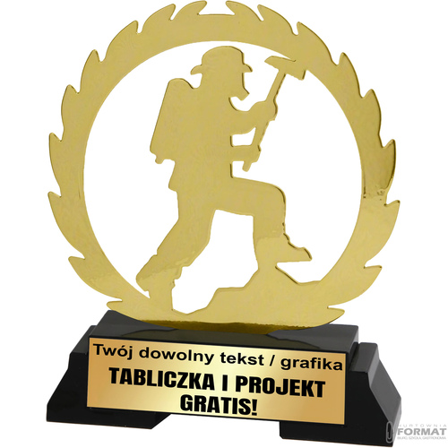 Puchar złoty trofeum nagroda statuetka dla strażaka 3d + GRAWER 18,5cm 1
