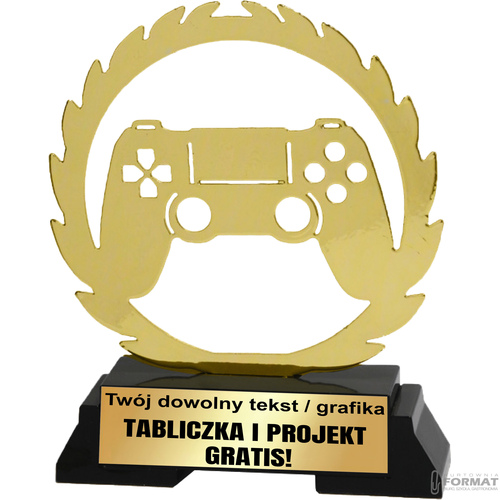 Puchar złoty trofeum nagroda statuetka Esport Pad figurka 3d +GRAWER 18,5cm 1
