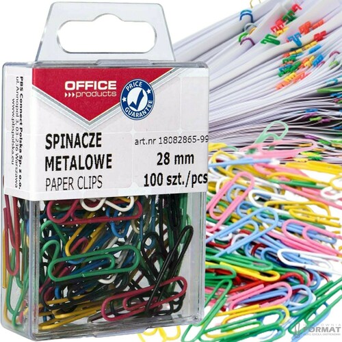 SPINACZE BIUROWE OFFICE KOLOROWE 100szt DO SPINANIA KARTEK 1
