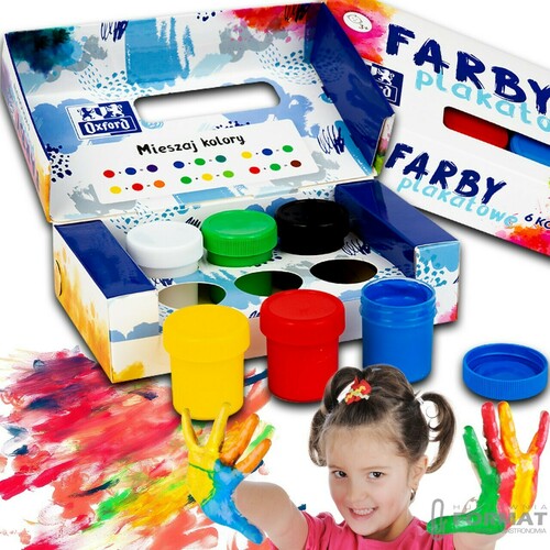 FARBY PLAKATOWE SZKOLNE OXFORD 6 ŻYWYCH KOLORÓW O POJEMNOŚCI 20ML 1