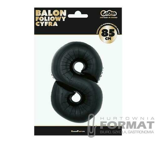 Balon foliowy "Cyfra 8", czarna, 85 cm 1