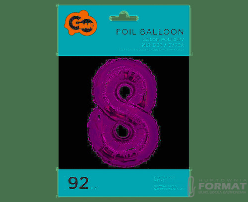 Balon foliowy "Cyfra 8" 85 cm - Różowy 1