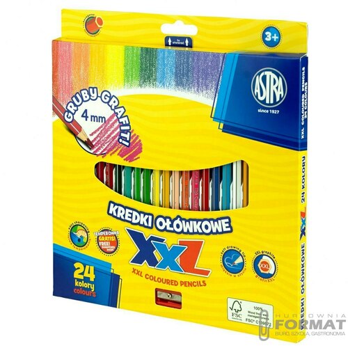 Kredki Astra ołówkowe hexagonalne 24 kolory 1