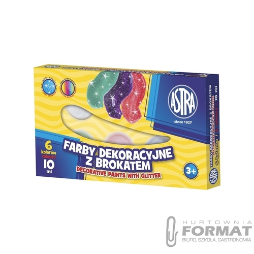 Farby brokatowe Astra 6 kolorów 10 ml 1
