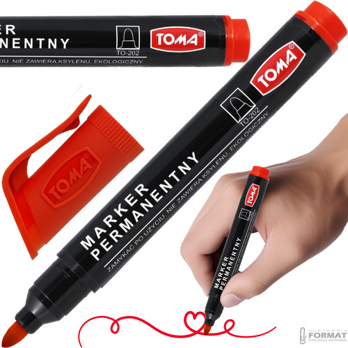 MARKER PERMANENTNY OKRĄGŁY TOMA TO-202 CZERWONY 1,5mm MAZAK PISAK 1
