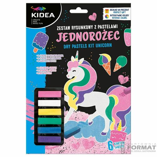 Zestaw rysunkowy z pastelami Jednorożec Kidea 6 ko 1