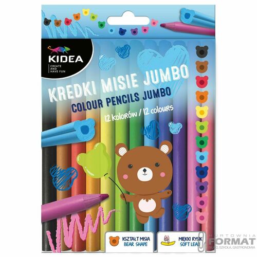 Derform Kredki Misie Jumbo 12 kolorów 1