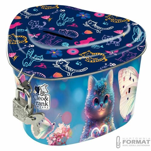 Skarbonka z kłódką SERCE CLEO & FRANK Kotki KOTEK 1