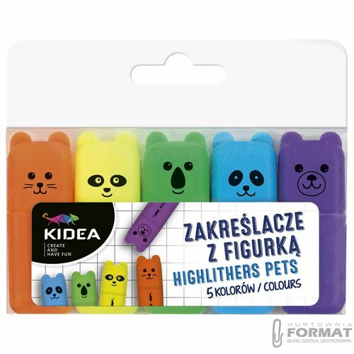 Zakreślacze z figurką 5szt. KIDEA 1