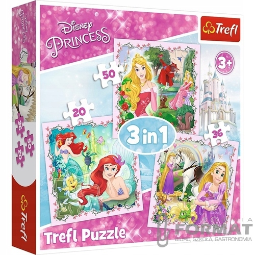 Puzzle 3w1 Roszpunka, Aurora i Arielka TREFL 1