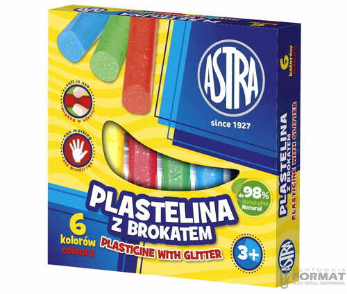 Plastelina z brokatem ASTRA 6 kolorów 1
