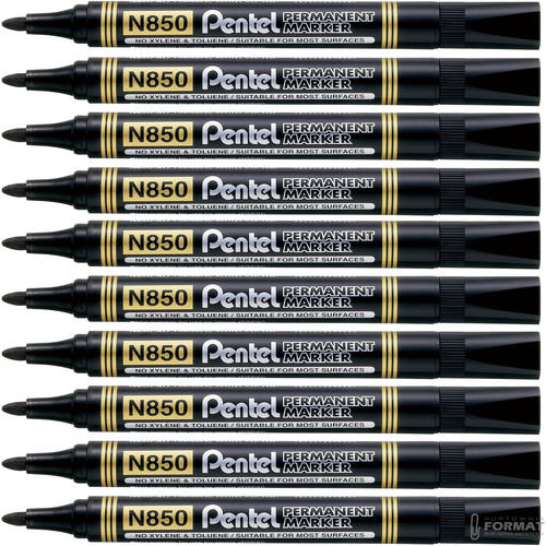 MARKER PERMANENTNY PENTEL N850 OKRĄGŁY CZARNY ZESTAW 10SZT 1