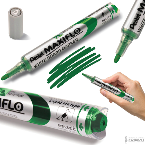 MARKER SUCHOŚCIERALNY PENTEL MAXIFLO ZIELONY MWL5S-D DO BIAŁYCH TABLIC 1