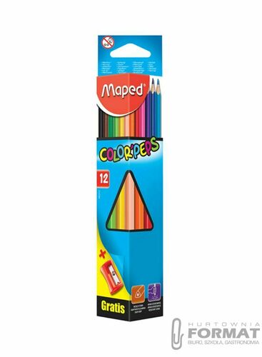 Kredki 12 szt trójkątne + temperówka Maped 1
