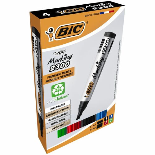 Marker permanentny Bic Marking 2300 komplet 4 szt, mix 3,7-5,5mm ścięta końcówka (8209222) 1