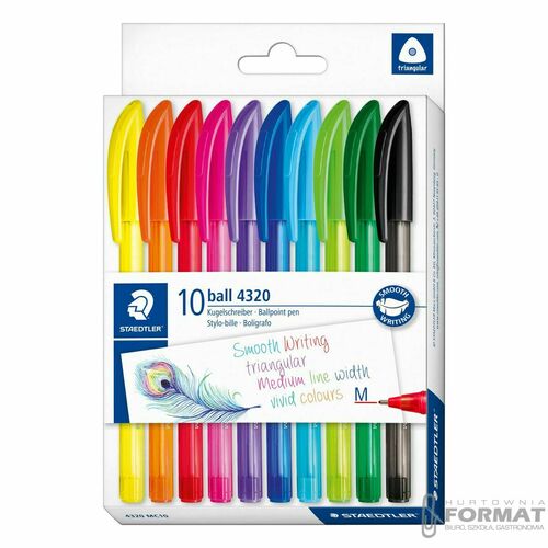 Długopisy trójkątne 10 kolorów 4320 M Staedtler 1