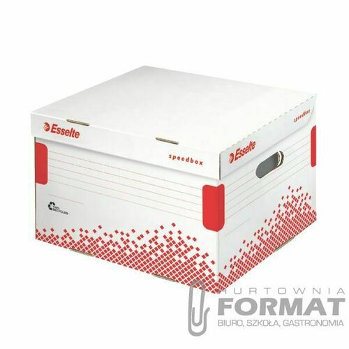 Pudło archiwizacyjne Esselte Speedbox biało-czerwony karton [mm:] 367x325x 263 (623912) 1