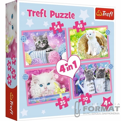 Puzzle 4w1 Zabawne kotki 34396 Trefl 1